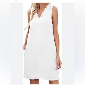 pixy+ivy Sleeveless White Dress with Ruffle Trim Size S